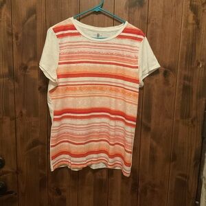 Tommy Hilfiger Women's Orange and White Striped Tee